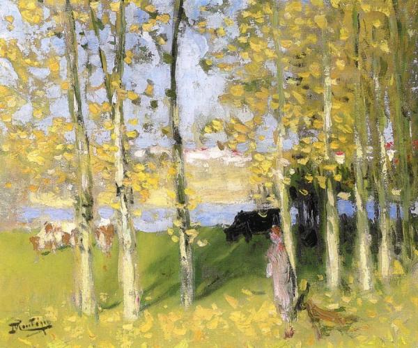 Cows By The River by Pierre Eugène Montézin