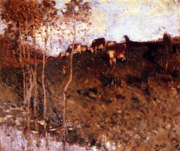 Cows In A Landscape by Pierre Eugène Montézin