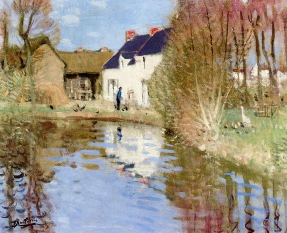 Farm By The Water by Pierre Eugène Montézin