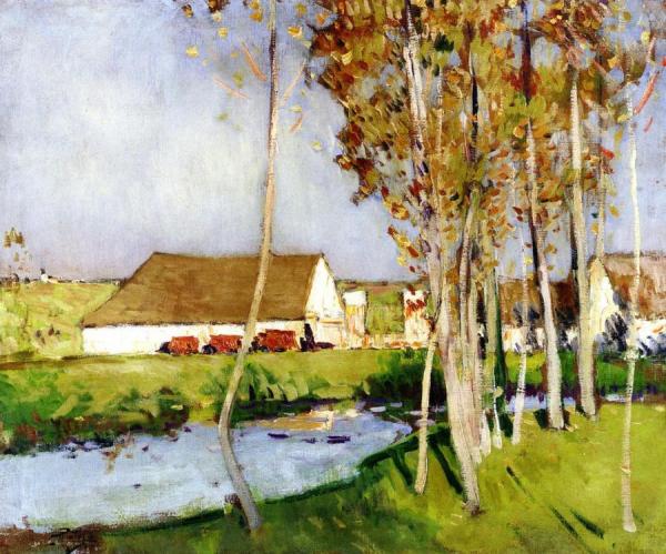 Farm Near The River by Pierre Eugène Montézin