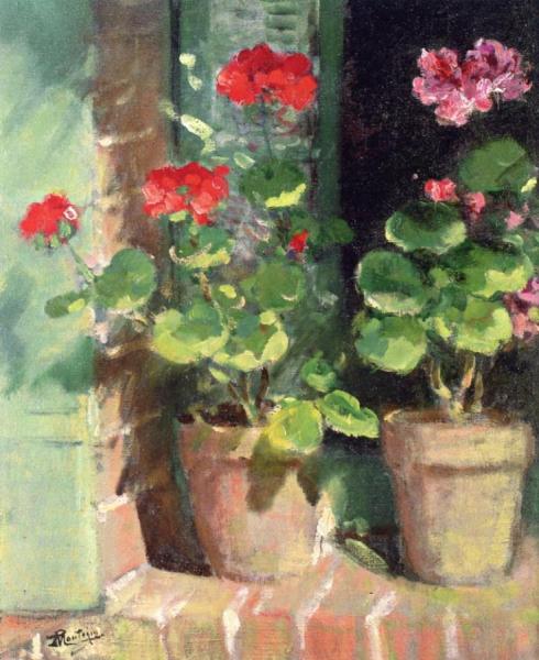 Geraniums by Pierre Eugène Montézin Oil Painting Reproductions