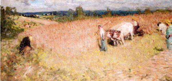 Harvest In La Creuse by Pierre Eugène Montézin