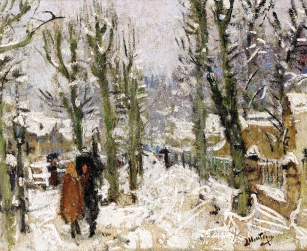 Landscape In The Snow by Pierre Eugène Montézin