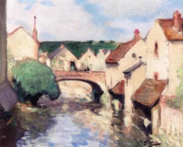 Laundries On The Banks Of The River by Pierre Eugène Montézin