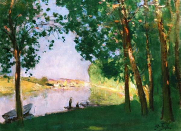 Moret Sur Loing, Banks Of The River by Pierre Eugène Montézin