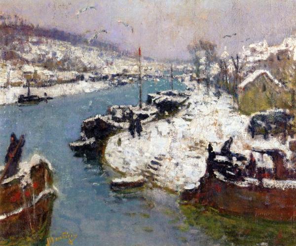 Snow At St. Mammes by Pierre Eugène Montézin