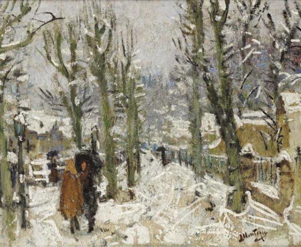 Snowy Landscape by Pierre Eugène Montézin