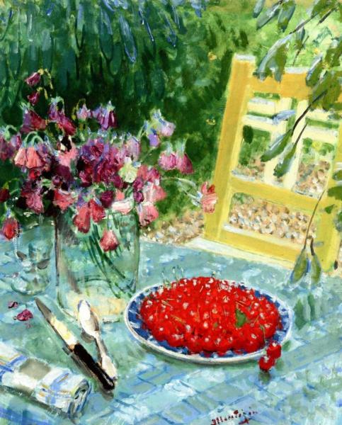 Still Life With Cherries by Pierre Eugène Montézin