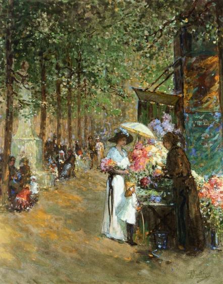 The Flower Market by Pierre Eugène Montézin