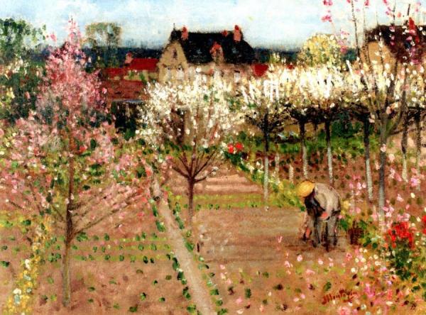 The Gardener In The Garden At Veneux Les Sablons by Pierre Eugène Montézin Oil Painting Reproductions