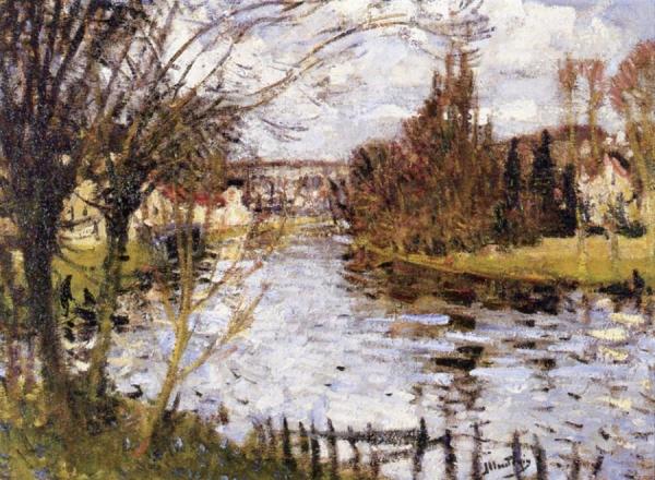 Village On The River by Pierre Eugène Montézin