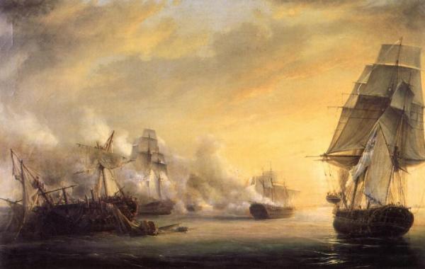Naval Combat Between The French Vessel Formidable And Under The Command Of Captain Troude by Pierre-julien Gilbert
