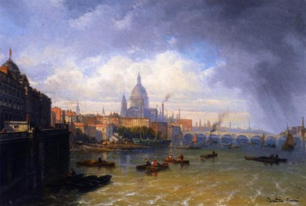 The Thames With Somerset House And St Paul's Cathedral by Pierre-justin Ouvrié