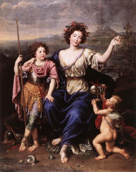 The Marquise De Seignelay And Two Of Her Children by Pierre Mignard