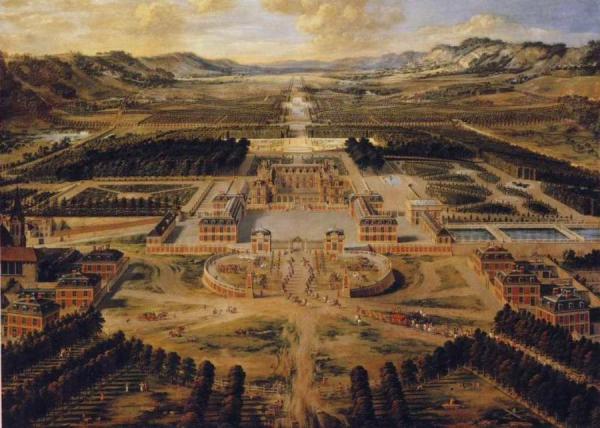 Bird's Eye View Of The Chateau And Gardens Of Versailles by Pierre Patel