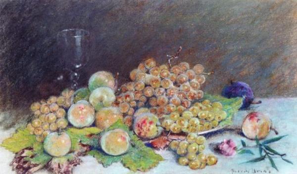White Grapes And Plums by Pierre Prins