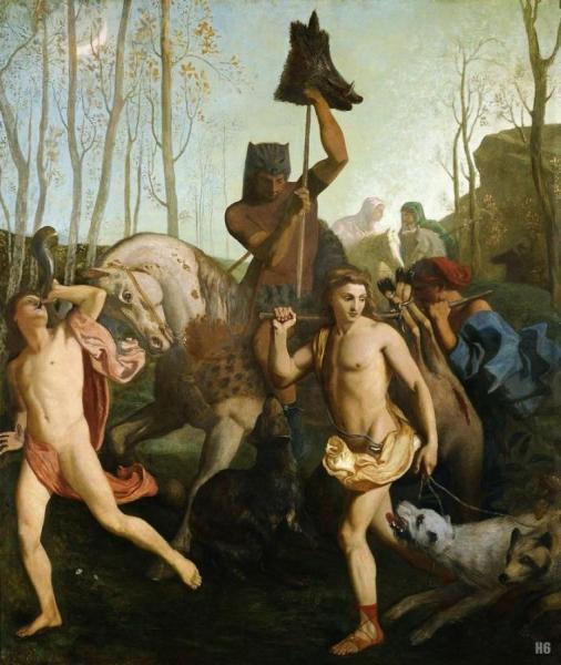 Return From The Hunt. by Pierre Puvis De Chavannes