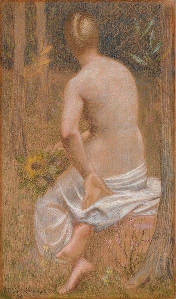 Seated Female Figure Seen From Behind by Pierre Puvis De Chavannes