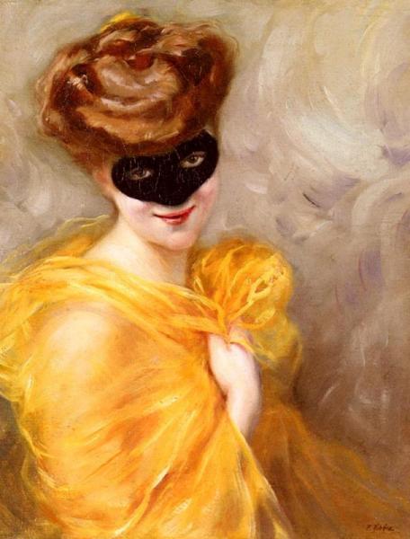 Lady At A Masked Ball by Pierre Ribera Oil Painting Reproductions