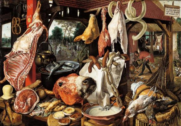 Butcher's Stall With The Flight Into Egypt(1551) by Pieter Aertsen