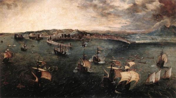 Naval Battle In The Gulf Of Naples by Pieter Bruegel The Elder