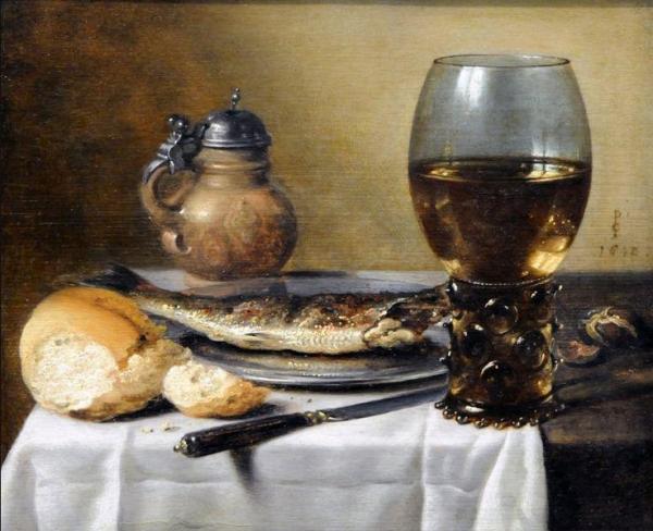 Still Life With Jug, Wine Glass, Herring And Bread by Pieter Claesz Oil Painting Reproductions