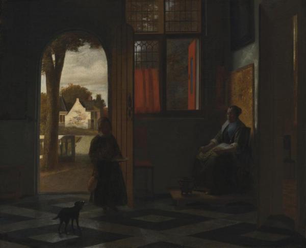 A Woman Seated By A Window With A Child In A Doorway by Pieter De Hooch