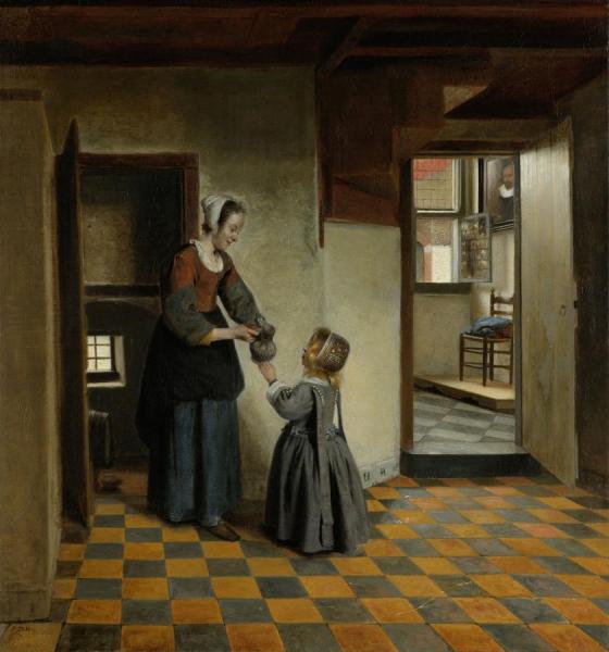 A Woman With A Child In A Pantry by Pieter De Hooch