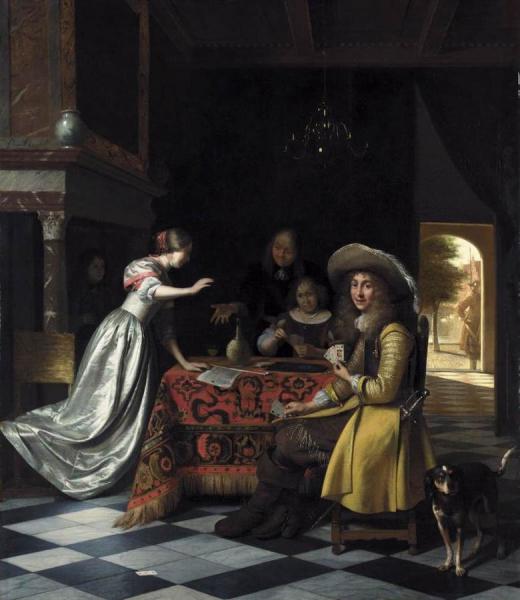 Card Players At A Table by Pieter De Hooch