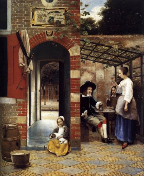 Drinkers In The Bower by Pieter De Hooch