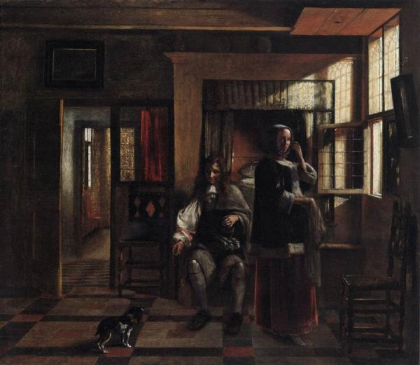 Interior With A Young Couple by Pieter De Hooch