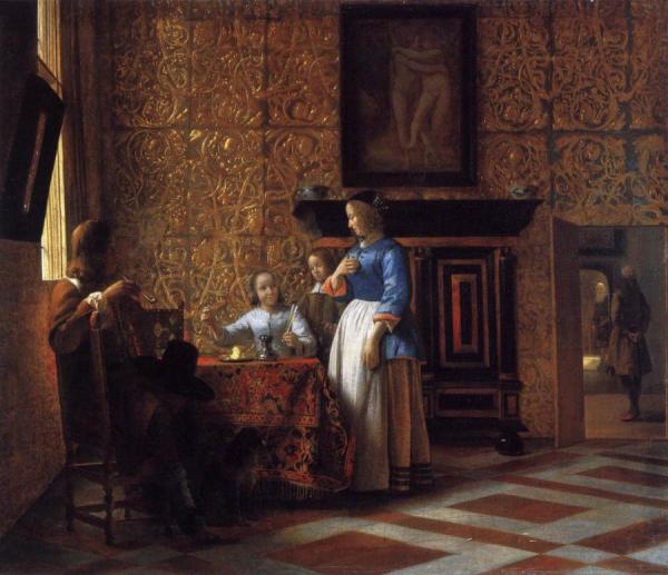 Interior With Figures by Pieter De Hooch Oil Painting Reproductions