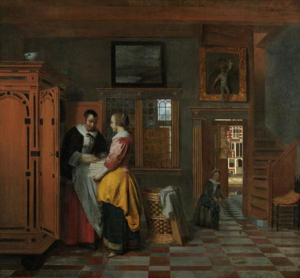 Interior With Women Beside A Linen Cupboard by Pieter De Hooch