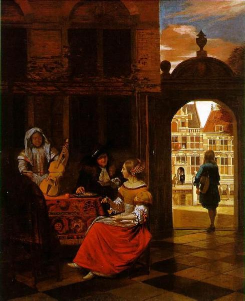 Musical Party In A Courtyard by Pieter De Hooch
