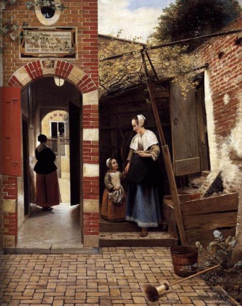 The Courtyard Of A House In Delft by Pieter De Hooch