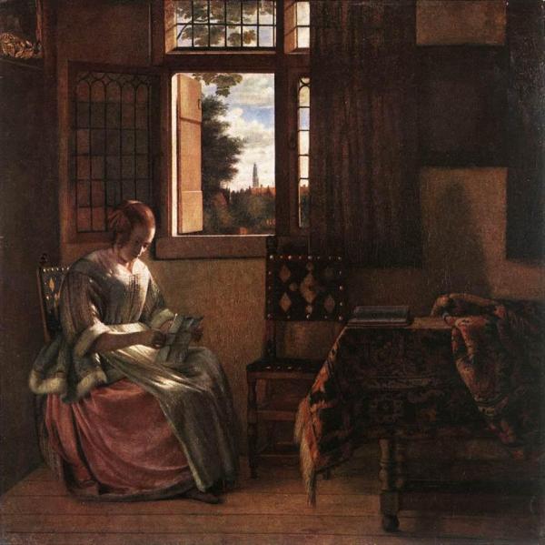 Woman Reading A Letter by Pieter De Hooch Oil Painting Reproductions