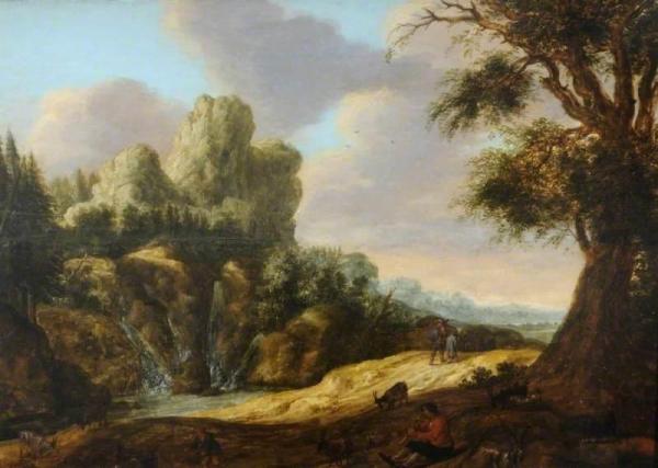 A Mountainous Landscape With Goats by Pieter Jansz. Van Asch