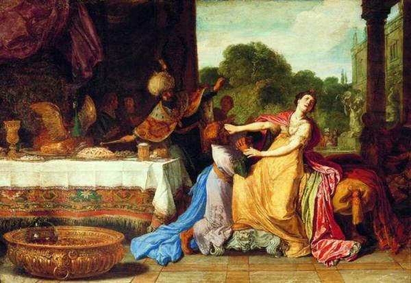 Haman Begging Esther For Mercy by Pieter Lastman