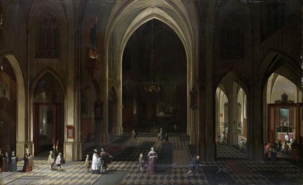A Church Interior By Candlelight by Pieter Neefs The Elder Oil Painting Reproductions