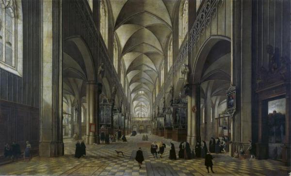 Mass In A Flemish Church by Pieter Neefs The Elder
