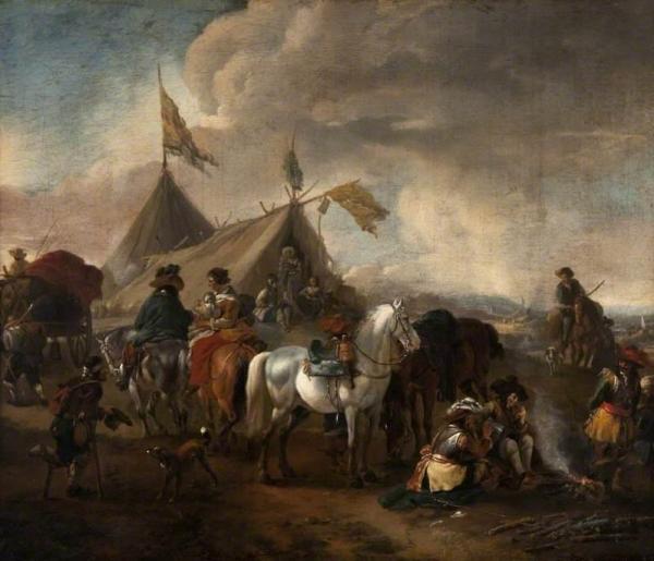 Cavalry Men By A Suttler's Tent by Pieter Wouwerman