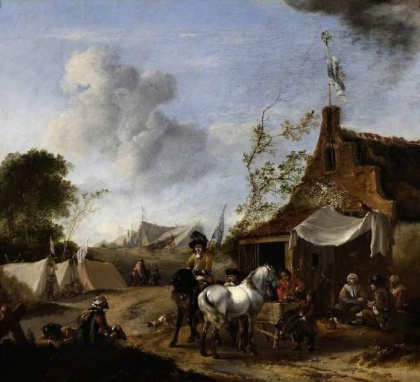 Encampment Beside An Ale House by Pieter Wouwerman