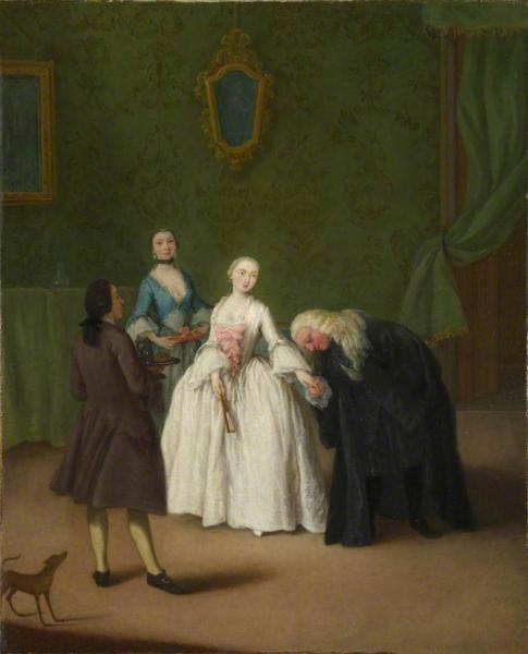A Nobleman Kissing A Lady's Hand by Pietro Longhi