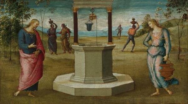 Christ And The Woman Of Samaria by Pietro Perugino