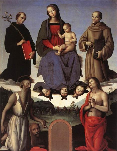 Madonna And Child With Four Saints (tezi Altarpiece) by Pietro Perugino