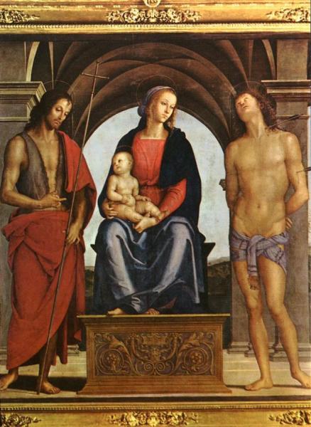 The Madonna Between St. John The Baptist And St. Sebastian by Pietro Perugino