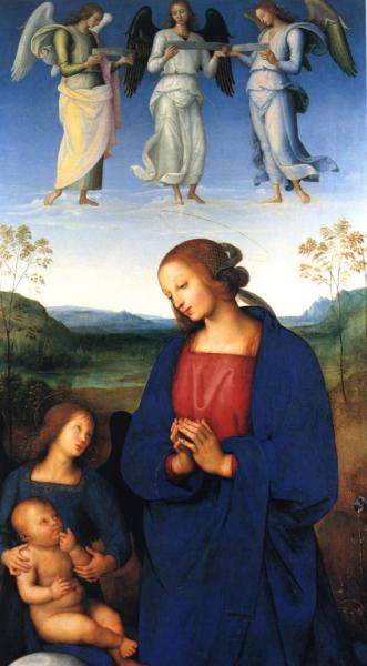 Virgin And Child With Angels (central Panel From Altarpiece, Certosa) by Pietro Perugino