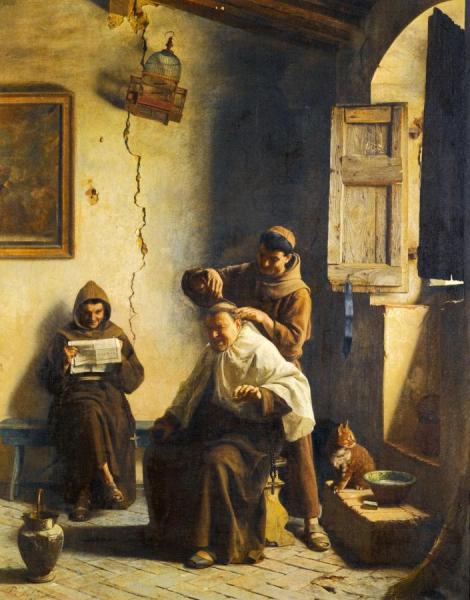 A Close Shave by Pietro Saltini Oil Painting Reproductions