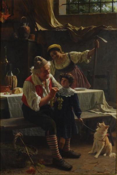 Interior Scene With Figures by Pietro Saltini Oil Painting Reproductions