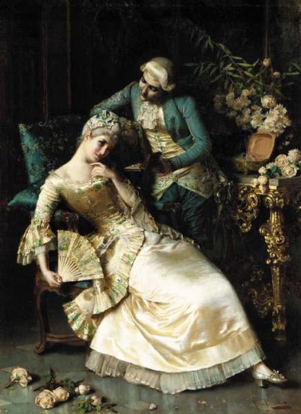 Suitor Bearing Gifts by Pio Ricci Oil Painting Reproductions